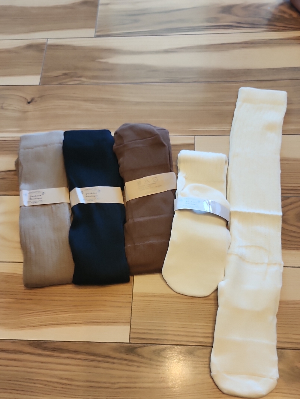 Long Ribbed Crew Socks - Black, Brown, Tan & Beige (4-Pack)